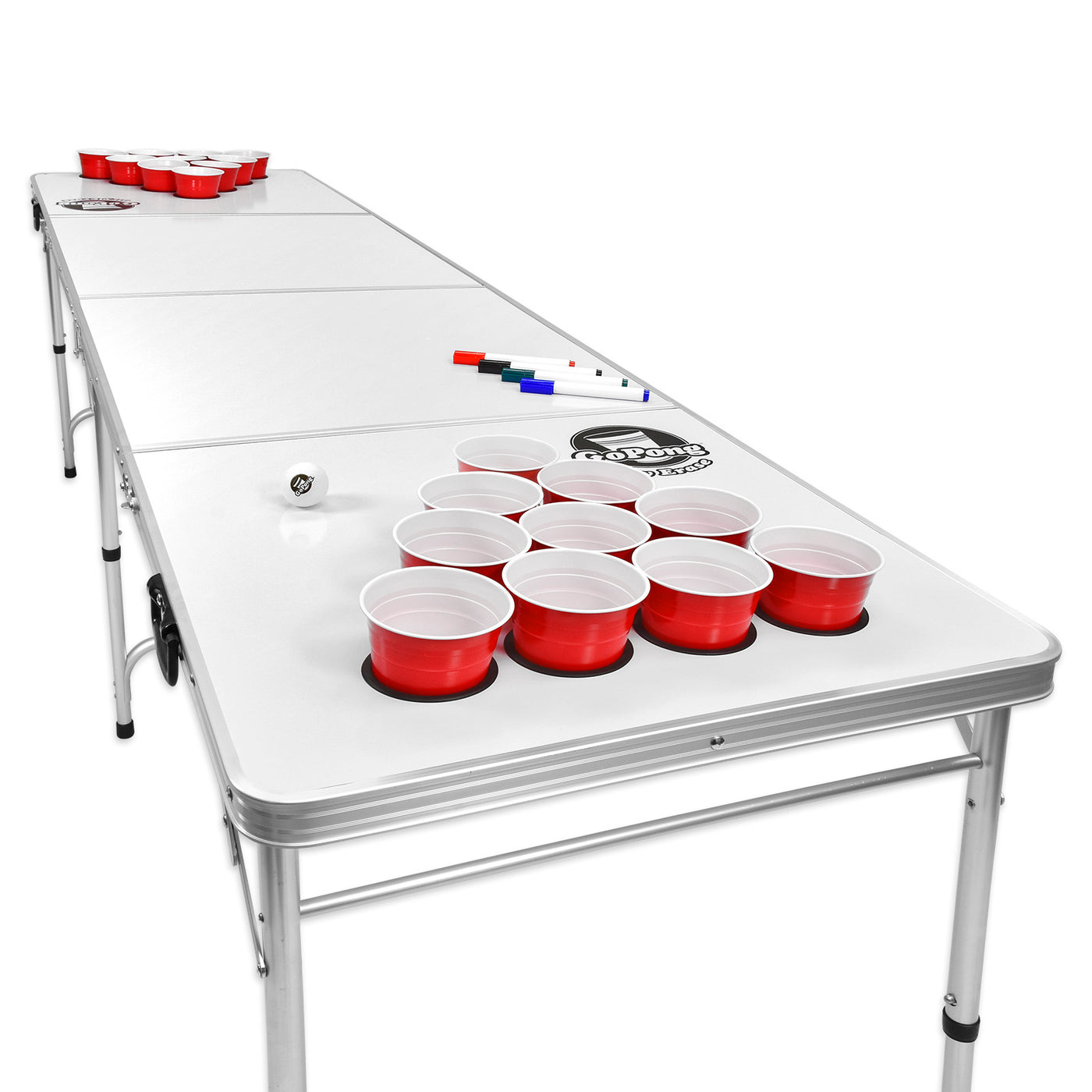 OFFICIAL SIZE 8 FOOT FOLDING BEER PONG TABLE + FREE BEER PONG KIT