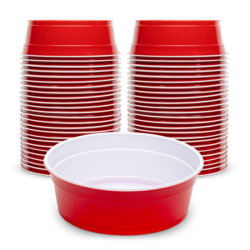 Red 12 Ounce Plastic Disposable Bowl Red - Pack of 50 (50)